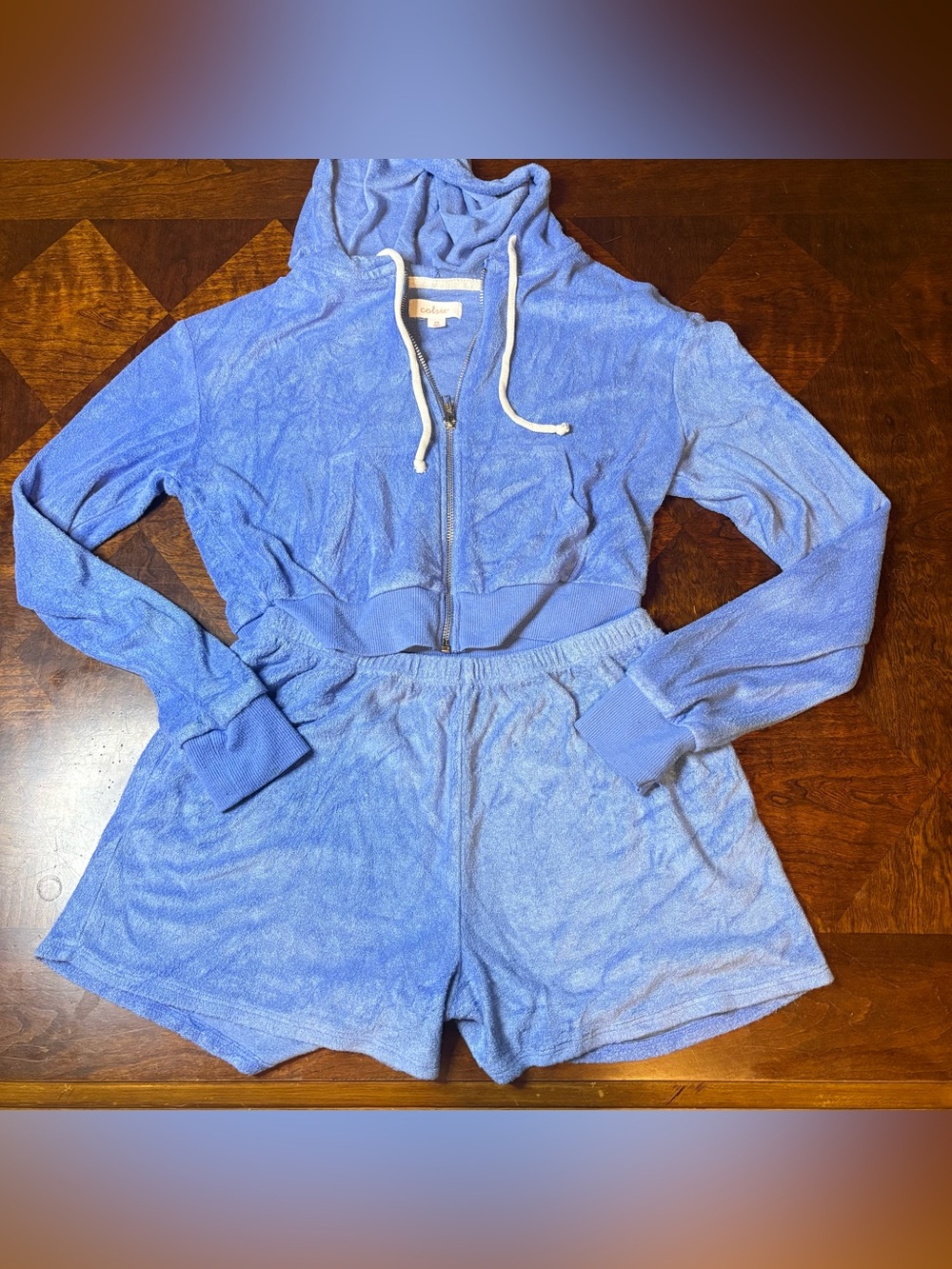 Colsie terry cloth jacket and short set women’s size Xs